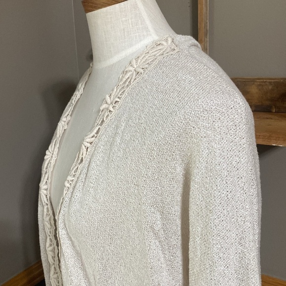 Pink Rose cream oversized open front short sleeve cardigan size XL - Picture 6 of 9